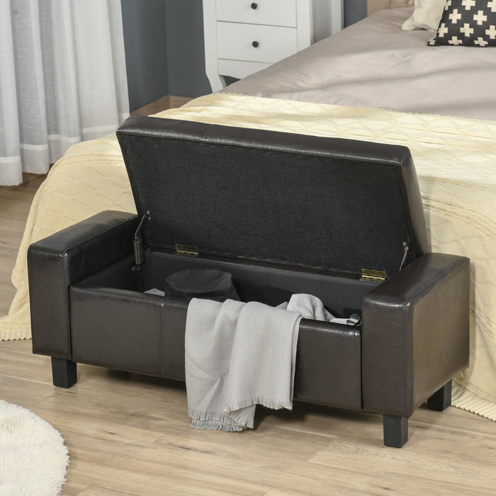 Upholstered Flip-Top Ottoman - PU Leather, Versatile Black Storage Solution - Elegant Footrest and Seating for Home or Office