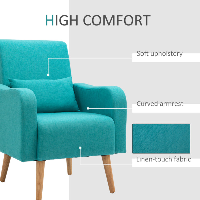 Accent Chair with Linen-Feel Fabric - Upholstered Leisure Lounge Couch and Club Armchair - Elegant Seating Solution for Home or Office