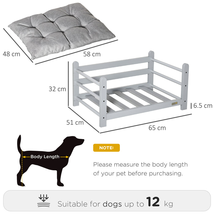 Elevated Pet Sofa - Comfy Raised Dog & Cat Bed with Washable Soft Cushion, Grey - Ideal for Small Pets & Easy Mobility