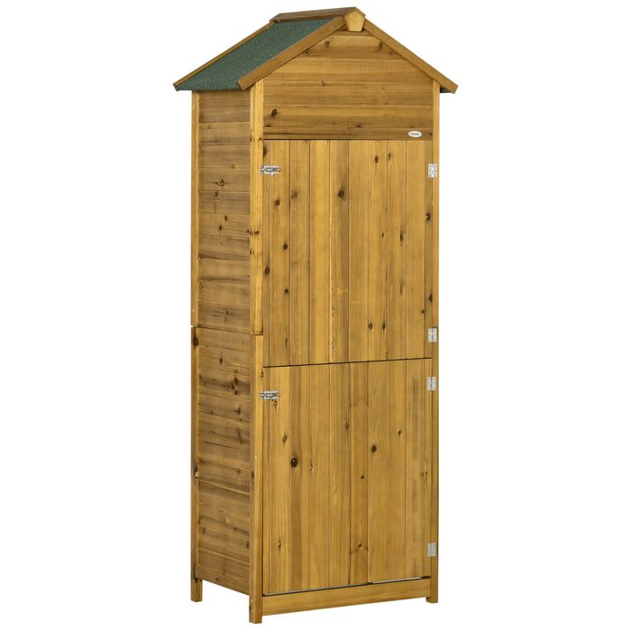 Garden Storage Organizer Cabinet - Wooden Utility Shed with 3 Shelves and Double Doors, Weather-Resistant - Ideal for Tools and Gardening Equipment, 191.5 x 79 x 49 cm