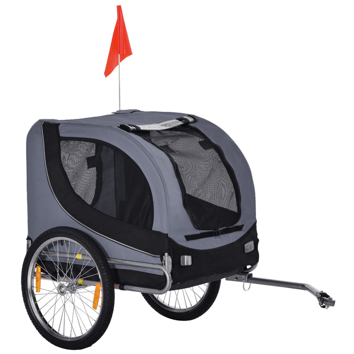 Steel Pet Bicycle Trailer - Water-Resistant Dog Cart Carrier with Travel Kit - Ideal for Grey and Black Bike Adventures with Your Pup