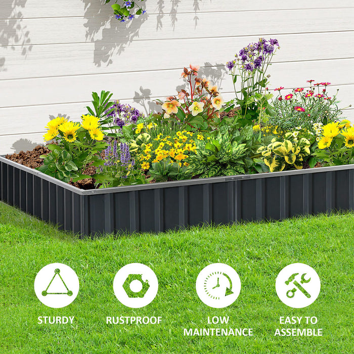 Metal Raised Garden Bed Kit - DIY Steel Planter Box for Vegetables & Herbs, Corrosion-Resistant - Includes Gardening Gloves, Ideal for Backyard & Patio, 258x90cm