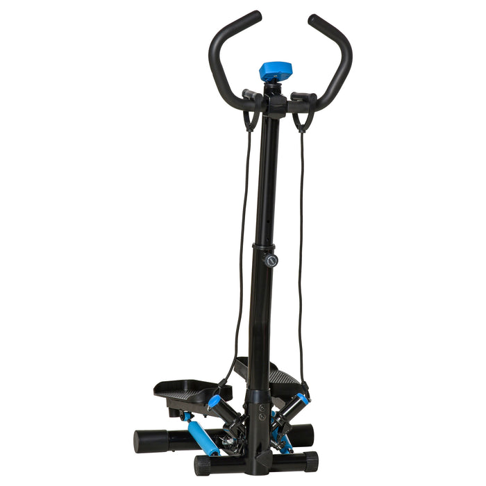 Adjustable Twist Stepper with LCD Monitor - Height-Adjustable Handlebars, Compact Home Fitness Step Machine, Black and Blue - Ideal for Cardio Workout and Lower Body Toning