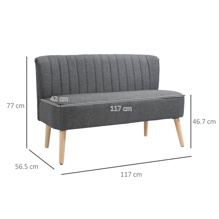 Double Seat Modern Loveseat - Compact 2-Seater Sofa with Padded Linen and Wood Legs - Ideal for Small Spaces and Cozy Interiors