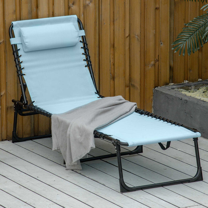 Beach Chaise Lounger - 4-Position Adjustable Folding Sun Chair for Garden & Camping - Ideal for Outdoor Relaxation and Sunbathing