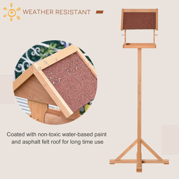 Outdoor Wooden Bird Feeder Stand - Weatherproof Roof and Cross-Shaped Base, 55x55x144cm - Ideal for Garden Bird Watching