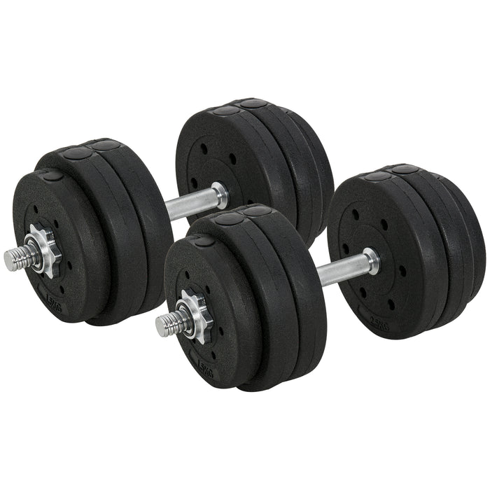 HOMCOM 30KG Adjustable Set - Durable Hand Weights and Barbell for Weight Lifting - Ideal Fitness Equipment for Home Gym Enthusiasts