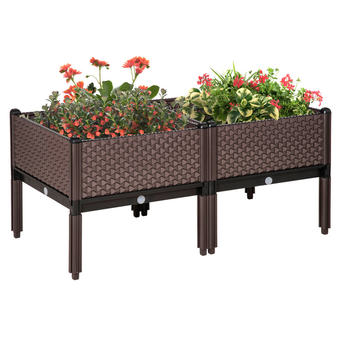 Elevated Garden Planter Set - 50cm Square Raised Beds for Flowers & Vegetables, Self-Watering Feature - Ideal for Outdoor Plant Enthusiasts & Urban Gardeners