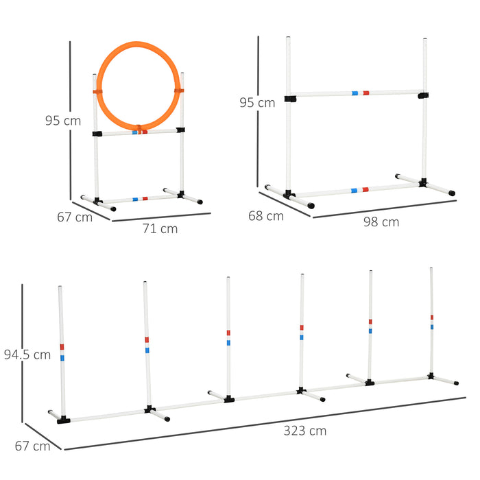 Pet Agility Starter Kit - 3-Piece Training Set with Adjustable Pole, Hoop, & Hurdle - Enhance Your Dog's Play, Run, and Jump Skills