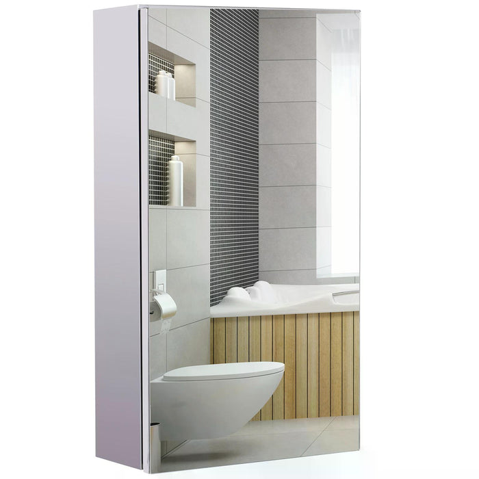 Stainless Steel Mirror Cabinet - Wall-mounted Bathroom Storage with 300mm Width - Space-Saving Solution for Toiletries and Essentials