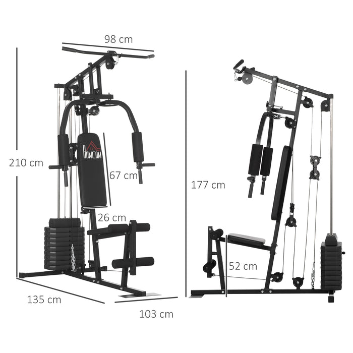 45kg Weight Stack Multifunction Home Gym - Strength Training Equipment with Multiple Exercise Stations - Ideal for Full-Body Workout and Muscle Building