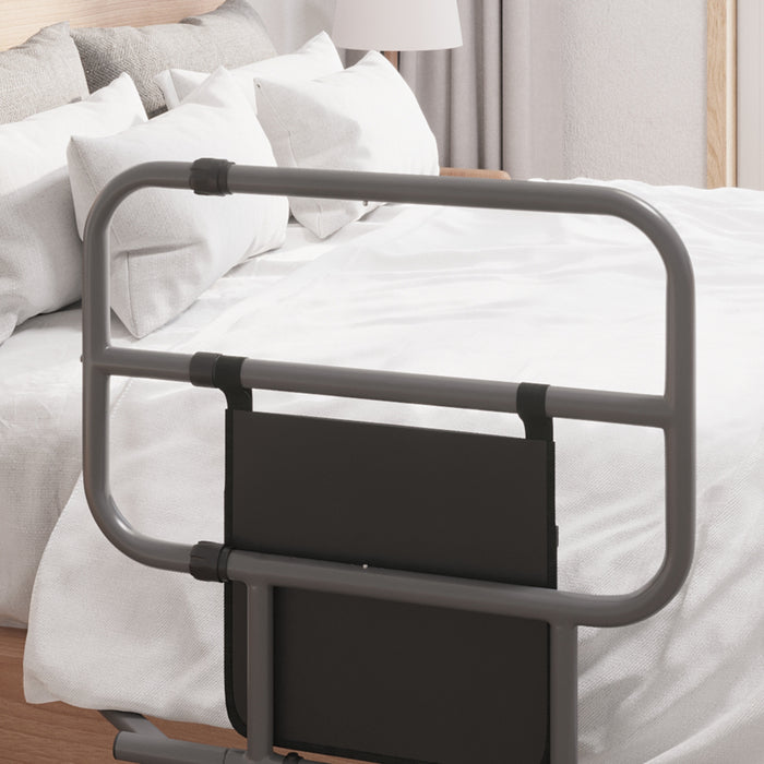 Folding Bedside Assistance Rail - Safety Guard & Support Handle with Pocket for Elderly, Disabled, Pregnant - Secure Bed Mobility Aid, Black