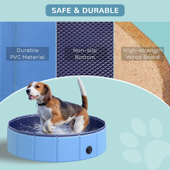 Foldable Pet Swimming Pool in Blue - 80 cm Diameter for Dogs & Cats - Portable Outdoor Bathing Tub for Pets