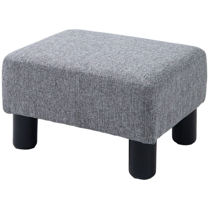 Linen Fabric Cube Ottoman - Durable Footstool with 4 Sturdy Plastic Legs - Space-Saving, Comfortable Seating for Living Room