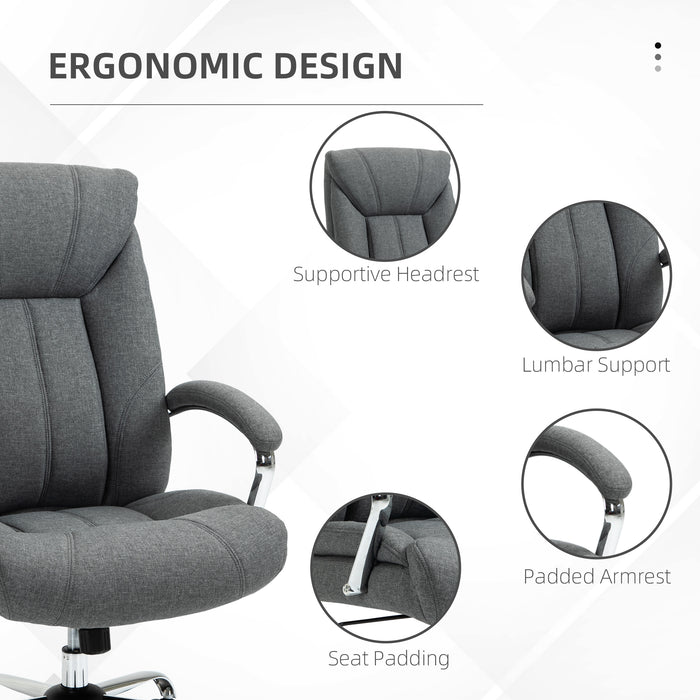 Ergonomic Linen Swivel Desk Chair - Height Adjustable Home Office Chair with Armrests and Smooth-Rolling Casters - Comfortable Task Seating Solution for Remote Workers & Students