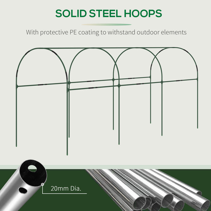 4-Hoop Tunnel Tomato Greenhouse with Top Tap - Pointed Bottom Design with Guy Ropes for Stability - Clear Cover for Optimal Plant Growth Conditions