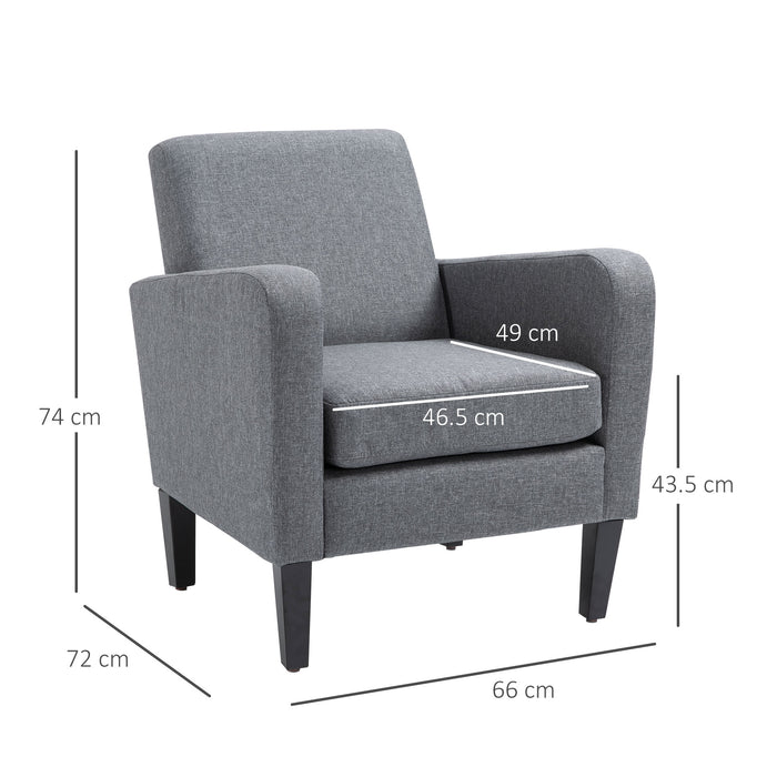 Comfortable Grey Linen Armchair with Padded Seat - Elegant Single Seating Furniture - Ideal for Living Room or Office Relaxation