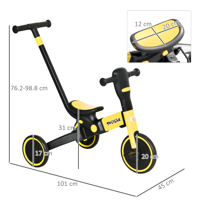 Kids 4-in-1 Convertible Trike with Adjustable Handle - Detachable Footrest, Safety Features for 18-60 Month Olds - Versatile Toddler Tricycle for Learning to Ride and Stroll