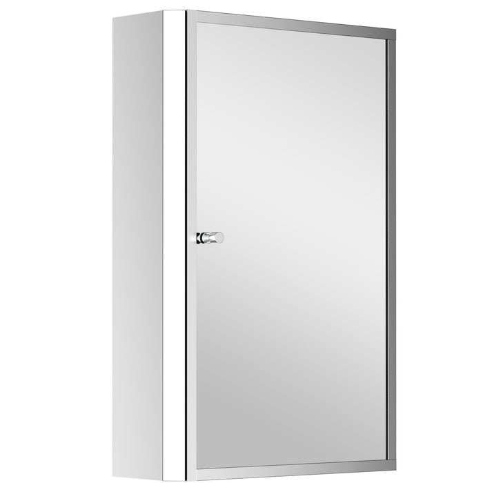 Stainless Steel Wall Mirror Cabinet - Spacious 60x40 cm with 13 cm Depth, Silver Finish - Ideal Storage Solution for Bathroom Essentials