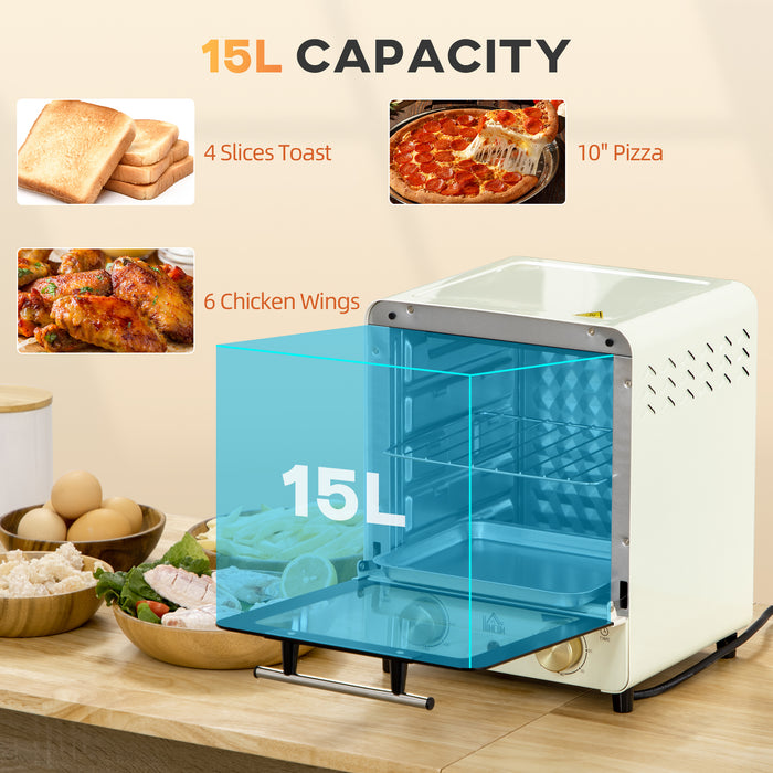 Convection Mini Oven & Grill - 15L Electric Kitchen Appliance with Adjustable Temperature, Timer, and Accessories - Perfect for Small Spaces and Efficient Baking