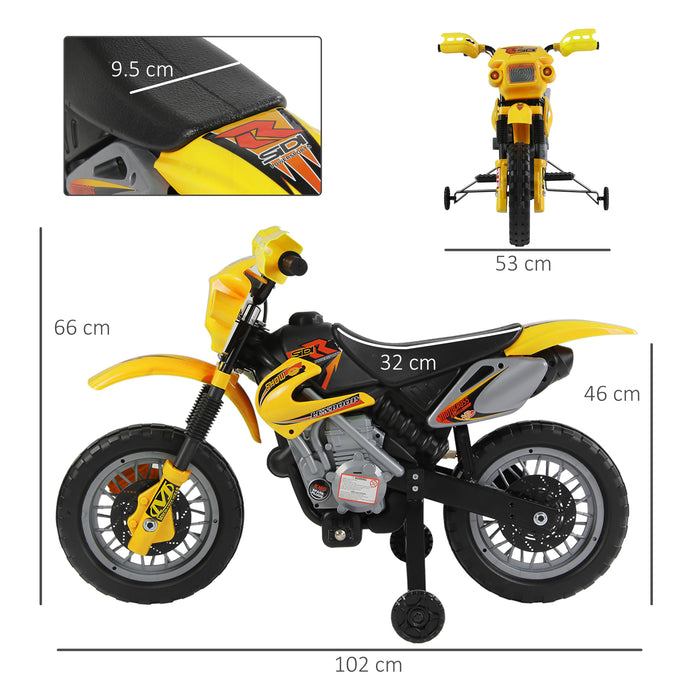 Kids Electric Motorbike - 6V Battery-Powered Ride-On Motorcycle, Yellow - Fun Outdoor Riding Toy for Children