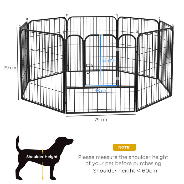 Heavy Duty 8-Panel Pet Playpen - Puppy and Rabbit Enclosure, Foldable, 80 x 80 cm for Indoor/Outdoor Use - Ideal for Play Area and Exercise Pen