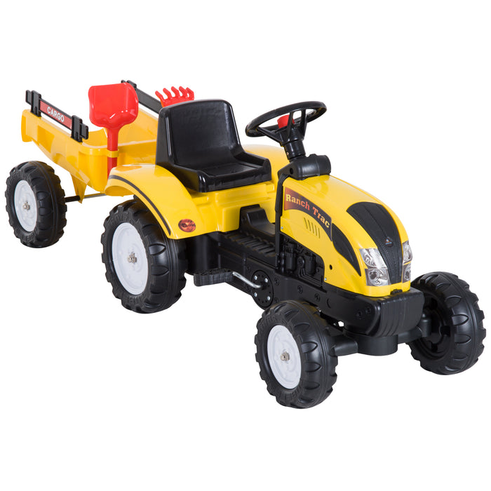 Pedal-Powered Children's Go-Kart Tractor - Durable Ride-On Toy with Attachable Rake - Ideal for Outdoor Play and Developing Coordination Skills