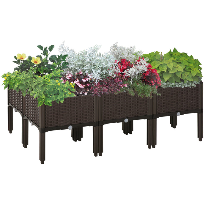 6-Piece Stackable PP Garden Planter Set - Raised Flower Bed with Drainage for Vegetables and Herbs - Modular Free Combination Growing Solution for Urban Gardening