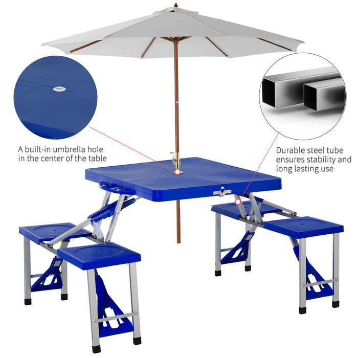 Portable Picnic Table with Attached Bench Set - Sturdy, Foldable, and Weather-Resistant - Ideal for Outdoor Family Gatherings and Park Visits