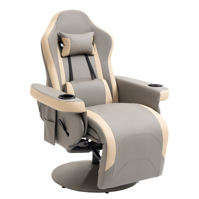 Manual Recliner - PU Leather Lounge Armchair with 360° Swivel and 135° Reclining Function - Adjustable Leg Rest for Optimal Comfort