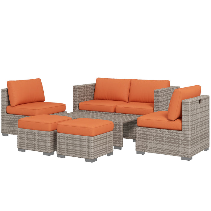 8 Piece Rattan Outdoor Lounge Set - Sofa, Footstools, Coffee Table Combo for Patio - Ideal for Entertaining and Relaxation