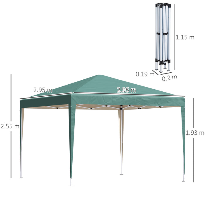 Heavy Duty 3x3m Garden Marquee - Folding Party Tent for Weddings and Events - Durable Green Canopy for Outdoor Celebrations