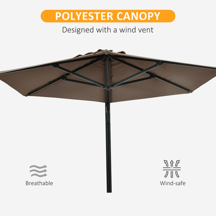 Wall Mounted Parasol with Easy Push Operation - 180-Degree Rotatable Outdoor Umbrella for Patio, Deck, Garden, 250cm - Sun Protection for Porch Relaxation, Khaki