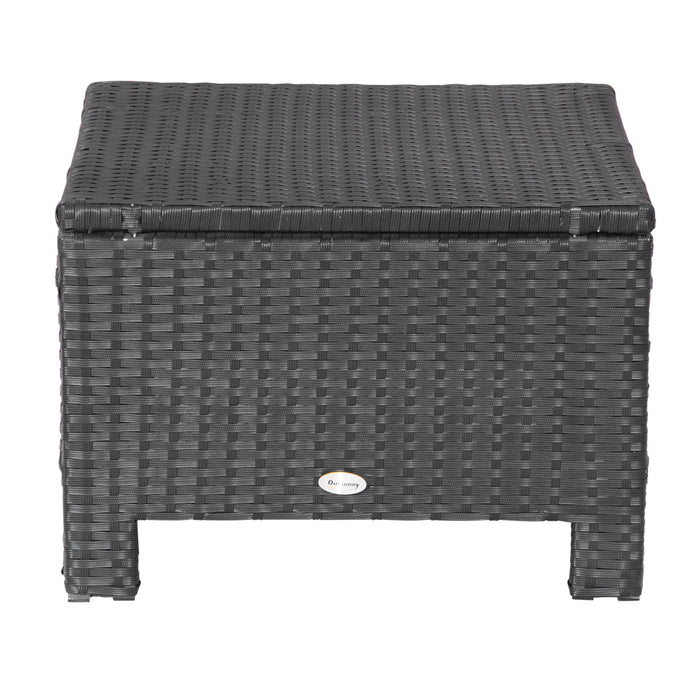 Wicker Ottoman - Rattan Footstool with Padded Seat Cushion, 50x50x35 cm - Ideal for Outdoor Patio, Garden, Poolside, and Living Room Comfort