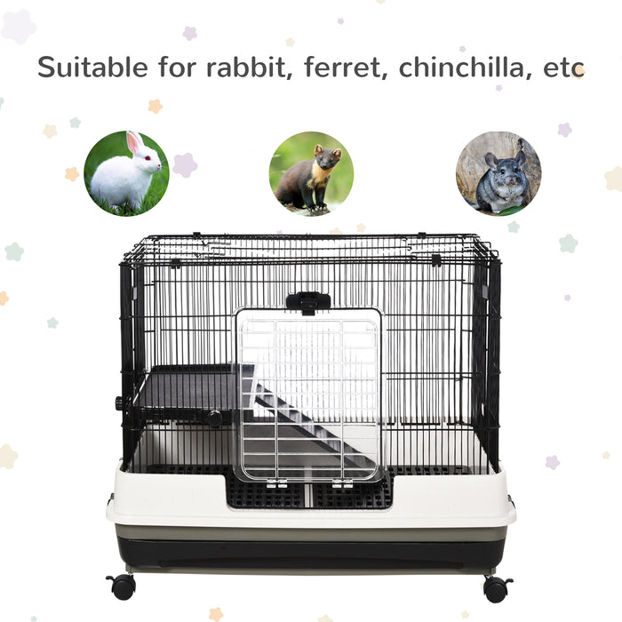 Small Animal Playhouse - Durable Steel Wire Rabbit Cage with Waste Tray - Ideal Home for Pet Rabbits & Rodents