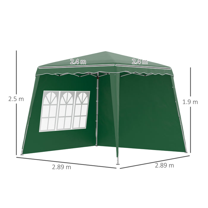 2-Sided Pop Up Gazebo with Slant Legs - Height Adjustable UV50+ Party Tent Event Shelter with Carry Bag - Ideal for Garden, Patio Gatherings and Outdoor Protection