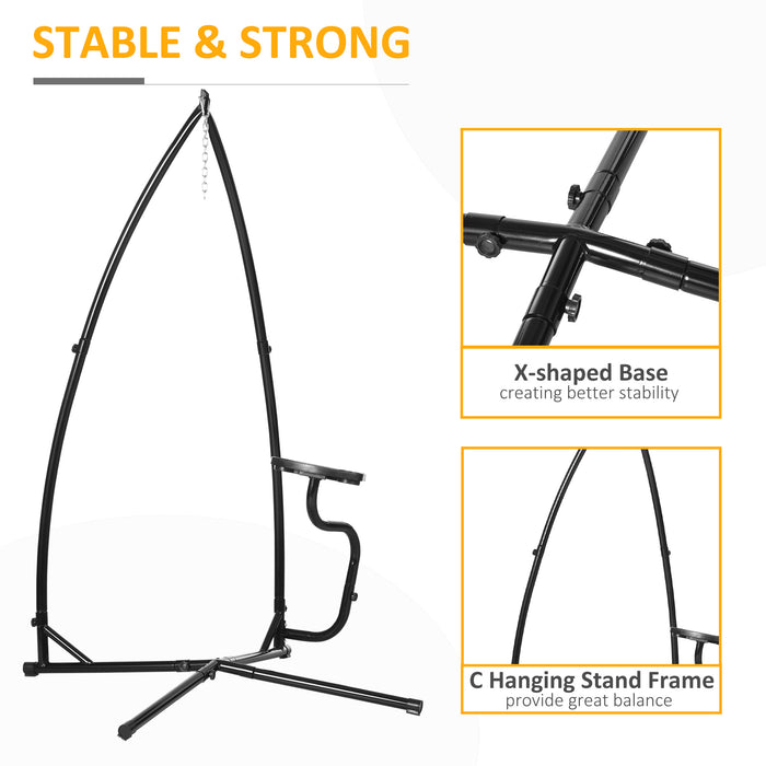 Heavy Duty Metal C-Stand for Hammock Chairs - Durable Construction Porch Swing Stand for Indoor/Outdoor Relaxation - Ideal for Patio, Deck or Backyard Lounging