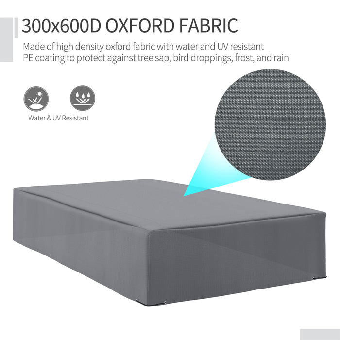 Oxford Patio Set Cover - Heavy-Duty Waterproof & Anti-UV Garden Furniture Protector, Grey - Fits Outdoor Rattan Sofa Sets 245x165x55 cm