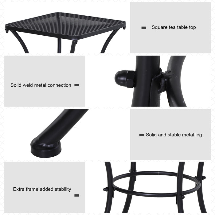 Metal Square Bistro Table - Sturdy Outdoor Garden Furniture in Black - Perfect for Patio Dining and Gathering