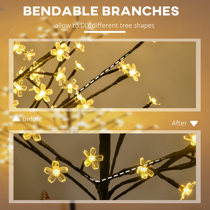 180 Warm White LED Cherry Blossom Tree - 6ft Artificial Lighted Tree with Plug-In for Ambiance - Perfect for Indoor Spaces and Covered Outdoor Areas