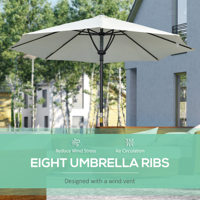 Outdoor Market Table Parasol - Cream Sun Shade Canopy with 8 Ribs - Ideal for Garden Patio Relaxation