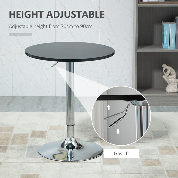 Height-Adjustable Round Bar Table - Sturdy Metal Base, Ideal for Dining Room & Kitchen - Perfect for Home Pub and Counter Spaces, Black