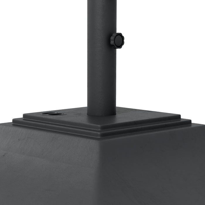 Heavy-Duty 60kg Square Parasol Base with Wheels - Fillable Black Plastic Umbrella Stand, Fits 38mm & 48mm Poles - Portable Outdoor Patio Umbrella Support