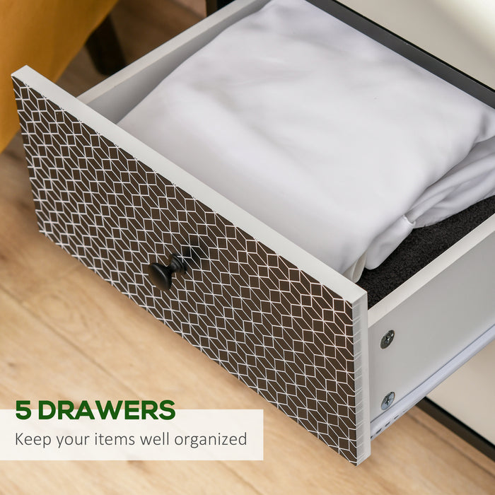 5-Drawer Vertical Dresser - Bedroom and Living Room Storage Organizer Unit - Space-Saving Furniture for Clothes and Accessories Organization