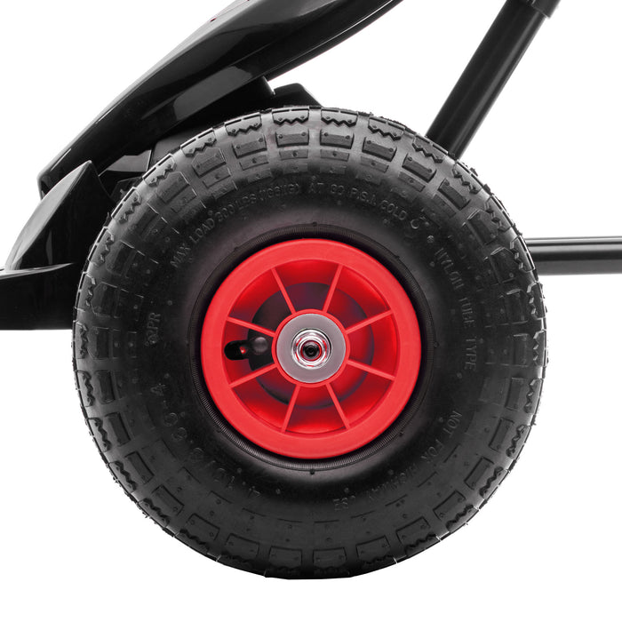 Adjustable Children's Pedal Go-Kart - Racing Cart with Inflatable Tires and Shock Absorption - Ideal for Boys and Girls Aged 5-12, Handbrake Equipped, Vibrant Red