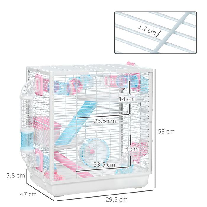 Small Rodent Habitat with Tunnel Tube and Exercise Wheel - Sturdy & Spacious Hamster Cage - Perfect for Active Hamsters and Mice