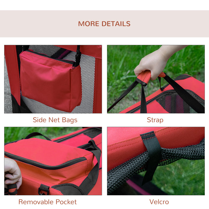 Portable Pet Carrier - Folding Dog and Cat Travel Bag with Durable PVC Oxford Fabric, Small Size 60x42x42 cm - Ideal for Miniature Dogs and Small Cats, Vibrant Red Color