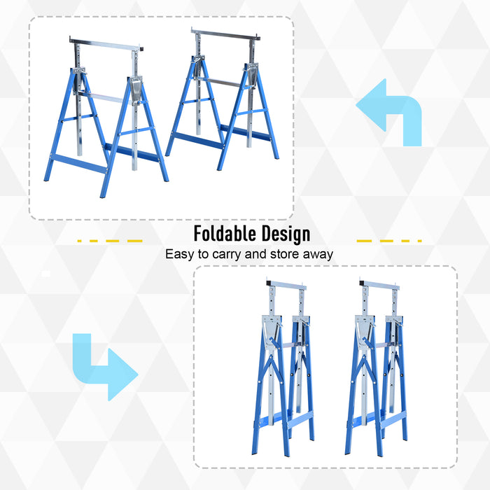 Adjustable Telescopic Builders Trestle Twin-Pack - DIY Steel Work Bench and Folding Sawhorse for Carpentry - Convenient Construction Tools for Contractors and Home Projects