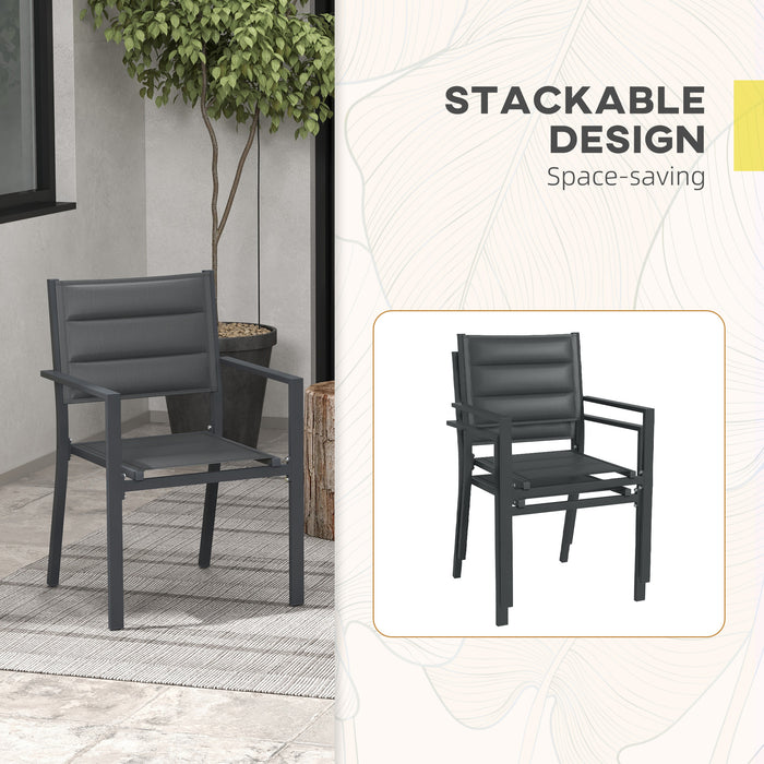 Aluminium Stacking Garden Chair Pair - Durable & Lightweight Outdoor Seating - Ideal for Patio, Poolside & Backyard Comfort