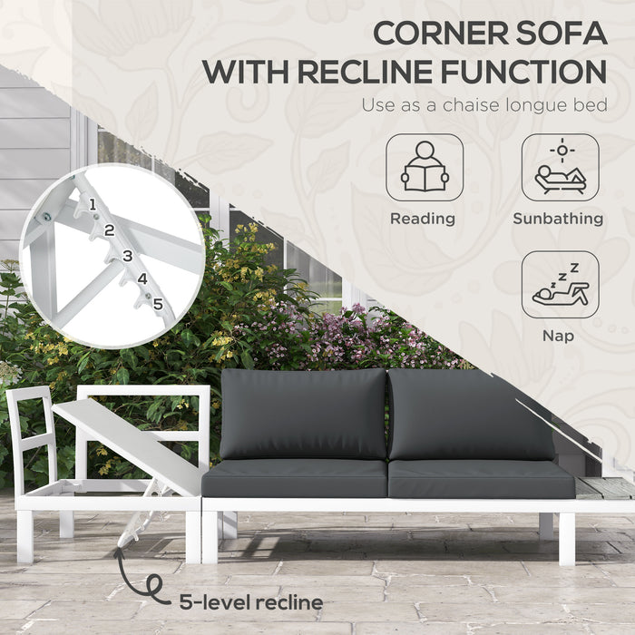 5-Level Recline Patio Garden Set - Corner Sofa & Conversation Sectional with Cushions and Coffee Table - Ideal for Outdoor Lounging and Entertaining